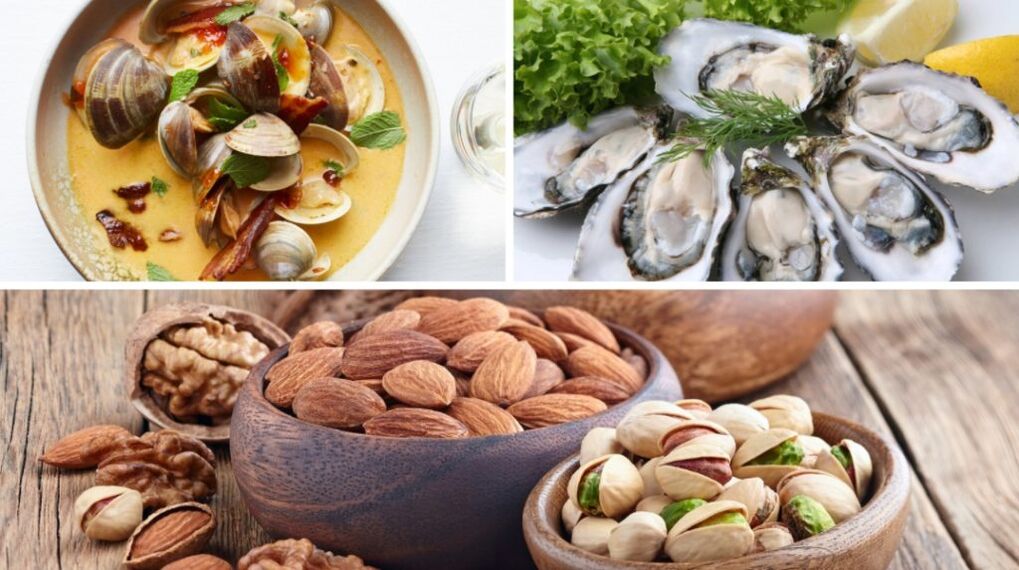 Les fruits de mer et les noix aideront à augmenter la testostérone dans le corps d'un homme